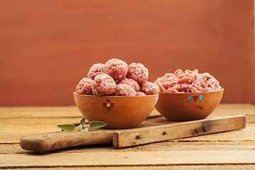 Image showing Raw meatballs