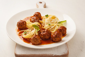 Image showing Pasta with meatballs 