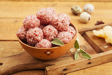 Image showing Raw meatballs