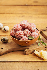 Image showing Raw meatballs