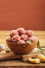 Image showing Raw meatballs