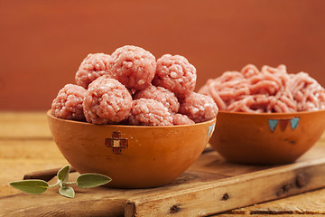 Image showing Raw meatballs