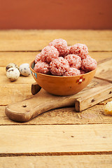 Image showing Raw meatballs