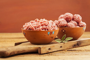 Image showing Raw meatballs