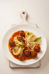 Image showing Pasta with meatballs 