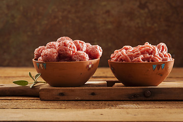 Image showing Raw meatballs