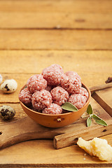 Image showing Raw meatballs