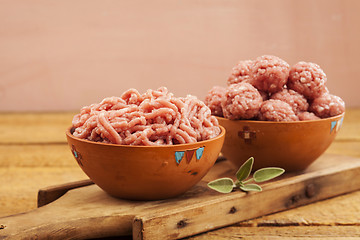 Image showing Raw meatballs