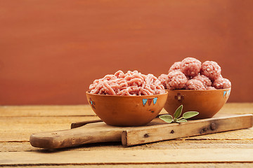 Image showing Raw meatballs