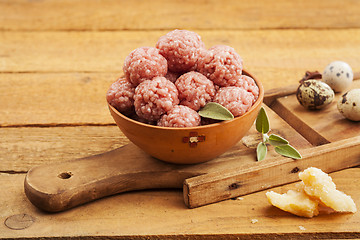 Image showing Raw meatballs