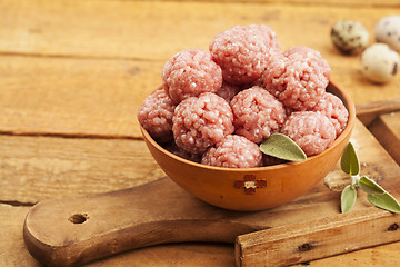 Image showing Raw meatballs