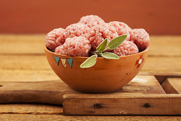 Image showing Raw meatballs