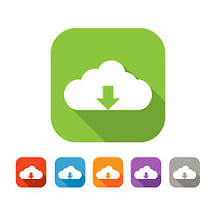 Image showing Color set of flat cloud upload icon