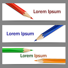 Image showing Set of banners with color pencils