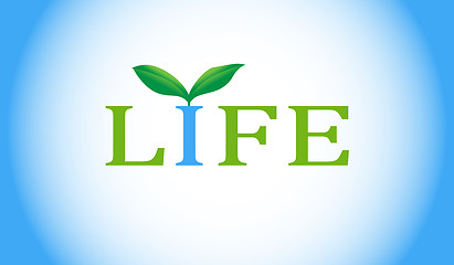 Image showing Life word with green plant