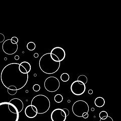 Image showing Abstract background with white circles on black