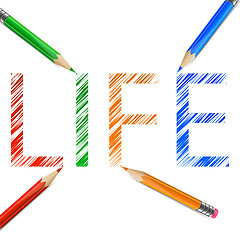 Image showing Life word drawn with pencils