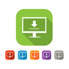 Image showing Color set of flat uploading data icon