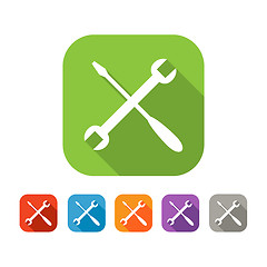 Image showing Color set of flat crossed tools icon