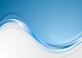 Image showing Bright blue wavy abstract background