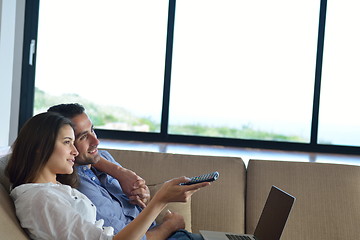 Image showing Couple on sofa