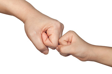 Image showing Fist bump with a kid