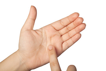 Image showing Finger tapping on imaginary smartphone