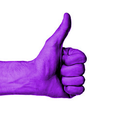 Image showing Closeup of male hand showing thumbs up sign