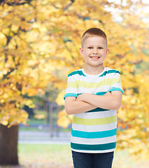 Image showing little boy in casual clothes with arms crossed