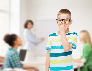 Image showing smiling little boy in eyeglasses