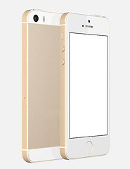 Image showing Gold Smartphone with blank screen on white background