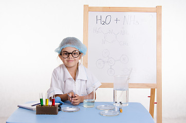 Image showing Scientist chemist at table in the laboratory