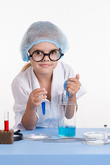 Image showing Lab technician gaining pipetted liquid in a test tube