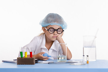 Image showing The girl fell asleep in laboratory