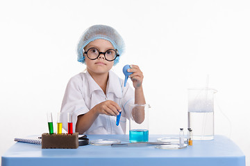Image showing Girl laboratory workplace