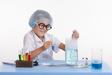 Image showing Crazy girl chemist puts experience