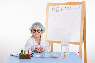 Image showing Scientist chemist at the table