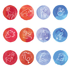 Image showing Watercolor Zodiac set.