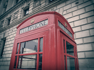 Image showing Retro look London telephone box