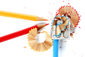 Image showing Pencils and sharpener