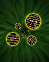Image showing Binary data orbs floating through a vortex