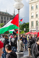 Image showing Palestinian flags, slogans and posters