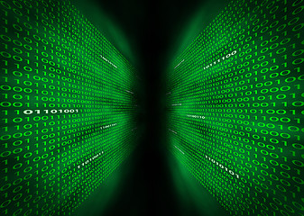 Image showing Two walls of binary code