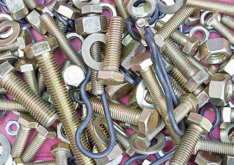 Image showing Background of screws and nuts.