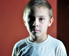 Image showing Serious face of a small boy