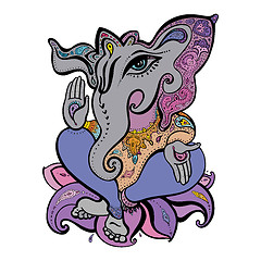 Image showing Ganesha Hand drawn illustration.