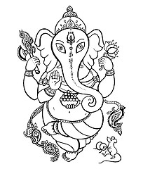 Image showing Ganesha Hand drawn illustration.