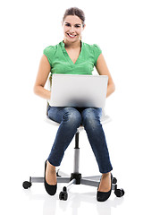 Image showing Female student with a laptop