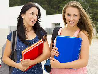 Image showing Two beautiful teenage students