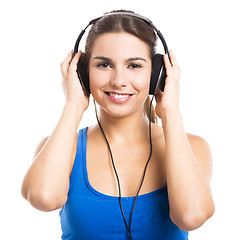 Image showing Woman listen music